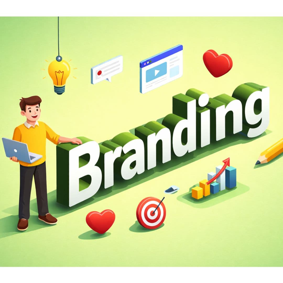 A team discussing branding ideas with colorful sticky notes on a glass wall.